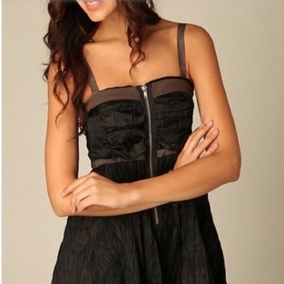 Free People Dresses & Skirts - Free People “Christine Crinkle Crepe” Strapless Mini Dress – Black – Size Large